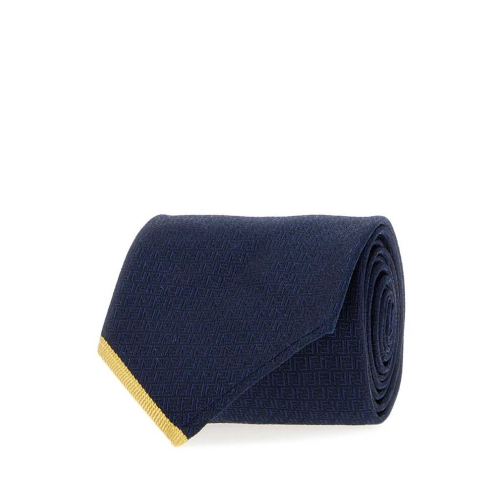 Fendi Men Navy Blue Silk Tie